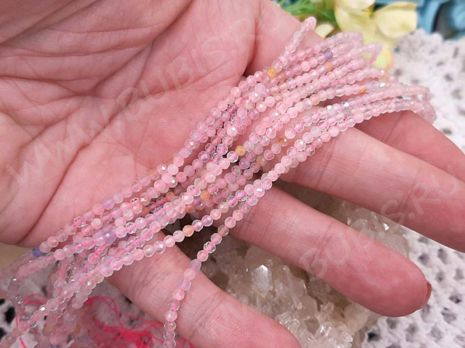 (ОПТ) Бусина округлая ГРАНЁНАЯ "каменный бисер" 2,5мм имитация Берилла (камни LUX) (НИТЬ)