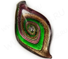 Кулон Капля 10 48*30*9мм лилово-зелёная (венецианское стекло)