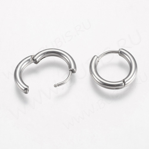 Швензы-кольца №09 Конго 15*15*2,5мм цвет платины (Хирургическая сталь) (1 пара)