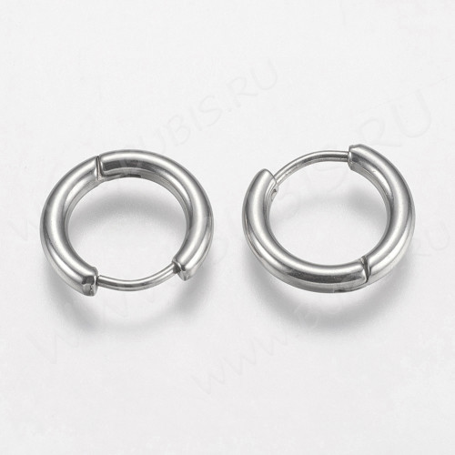 Швензы-кольца №09 Конго 15*15*2,5мм цвет платины (Хирургическая сталь) (1 пара)