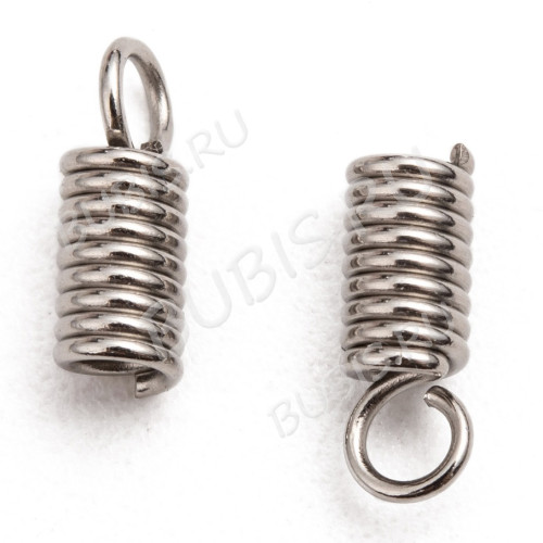 Концевик 128 пружинка 13*6мм для шнуров до 4,5мм цвет платины (Хирургическая сталь) (10шт)