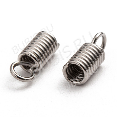 Концевик 128 пружинка 13*6мм для шнуров до 4,5мм цвет платины (Хирургическая сталь) (10шт)