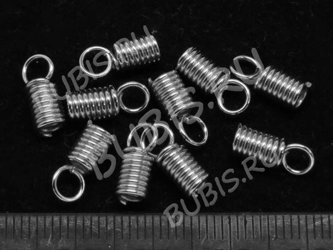 Концевик 128 пружинка 13*6мм для шнуров до 4,5мм цвет платины (Хирургическая сталь) (10шт)