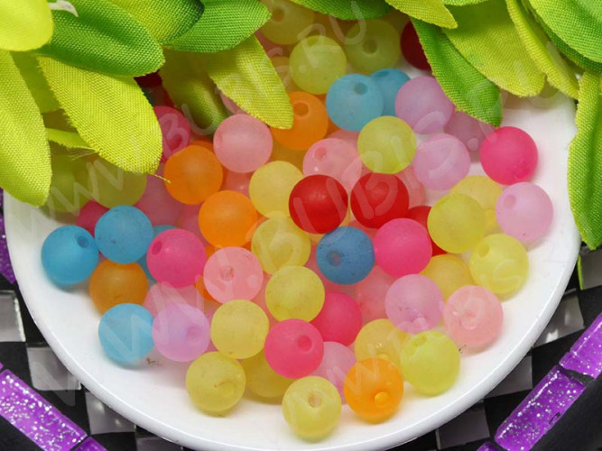 Бусина Округлая 06 Шар матовый 8мм МИКС полупрозрачный (акрил) (20шт.)