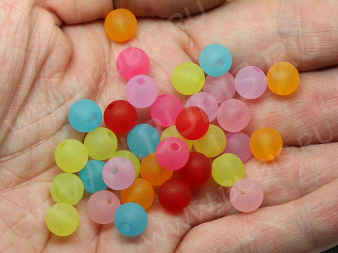 Бусина Округлая 06 Шар матовый 8мм МИКС полупрозрачный (акрил) (20шт.)