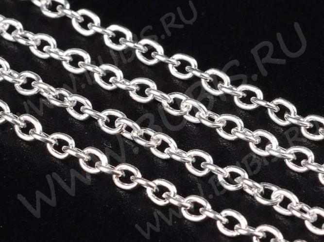 Цепочка I022 с простым плетением звено 2*1,7мм серебристая (Iron) (50см)