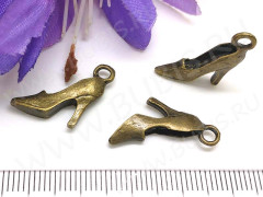 Подвеска Туфля 13 3D двусторонняя 23*15*4мм античная бронза (литьё)