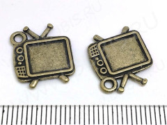 Подвеска Телевизор 01 двусторонняя 15,5*13,5*1,5мм античная бронза (литьё)