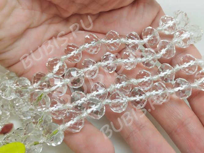 Бусина кристалл Абакус гранёный 10*10*7,5мм чистый прозрачный (имитация Сваровски)