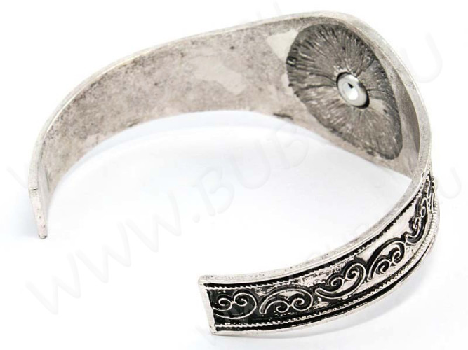 Основа (заготовка) для сменных кнопок 19 Браслет Винтаж на одну кнопку античное серебро (Brass)