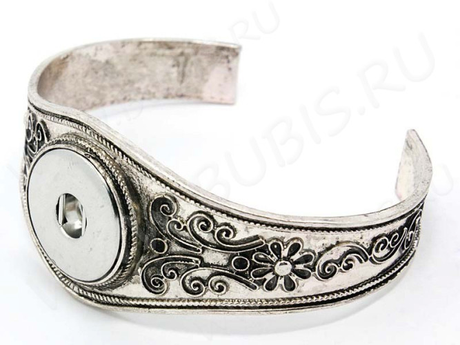 Основа (заготовка) для сменных кнопок 19 Браслет Винтаж на одну кнопку античное серебро (Brass)