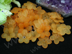 (СКИДКИ!!!) Бусина акрил Цветочек 21 матовый 20*19,5*5,5мм оранжевый полупрозрачный (акрил) (10шт.)