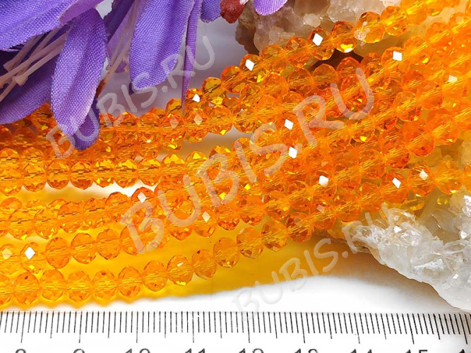 (СКИДКИ!!!) Бусина Абакус гранёный 6*6*4,5мм Хрусталь оранжевый прозрачный (имитация Сваровски) (10шт.)