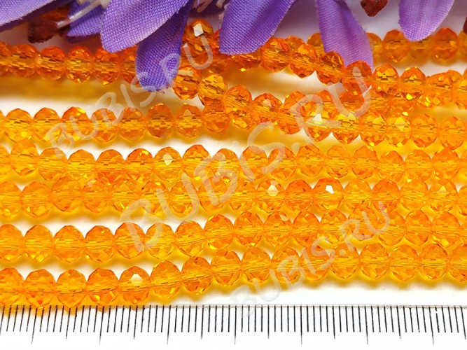 (СКИДКИ!!!) Бусина Абакус гранёный 6*6*4,5мм Хрусталь оранжевый прозрачный (имитация Сваровски) (10шт.)