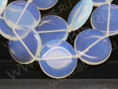 Бусина каменная Круг 11 28*28*6,5мм Лунный камень синт. (Опалит) (камни)