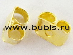 (СКИДКИ!!!) Зажимы для пуссет(гвоздиков) и швенз №01 5*3,5*2,8мм золотистые (Iron) (50 пар)