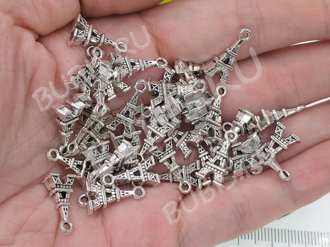 (СКИДКИ!!!) Подвеска Эйфелева башня 14 3D 15,5*8,5*5мм античное серебро (литьё) (10шт.)