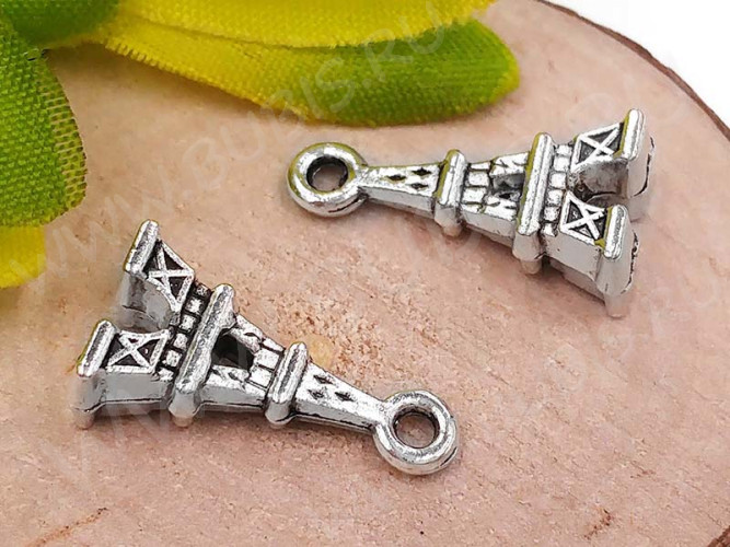 (СКИДКИ!!!) Подвеска Эйфелева башня 14 3D 15,5*8,5*5мм античное серебро (литьё) (10шт.)