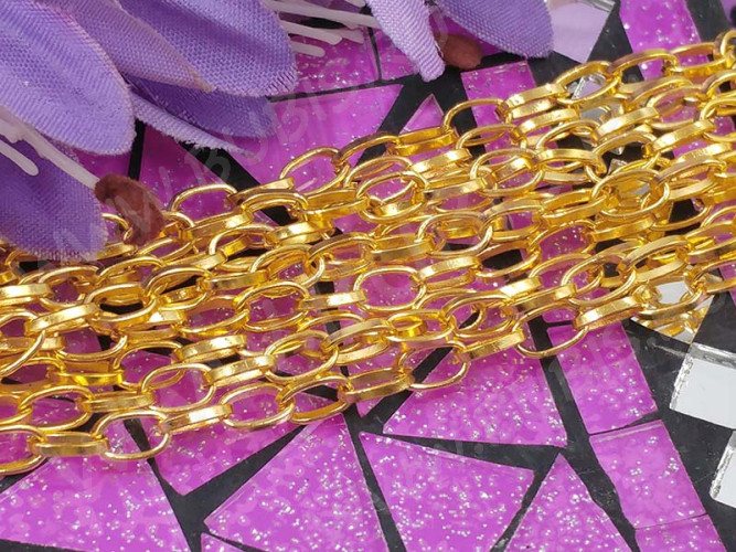 Цепочка I042 с простым плетением звено 6,5*4мм золотистая (Iron) (50см)