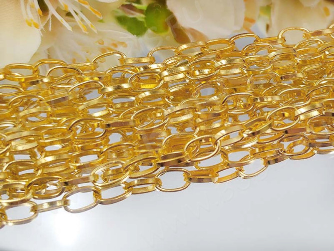 Цепочка I042 с простым плетением звено 6,5*4мм золотистая (Iron) (50см)