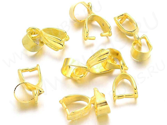 Держатель кулона 048 ракушка с пробой 18KGP 12,5*5,5*2,8мм золотистый (Brass)