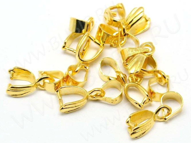 Держатель кулона 048 ракушка с пробой 18KGP 12,5*5,5*2,8мм золотистый (Brass)