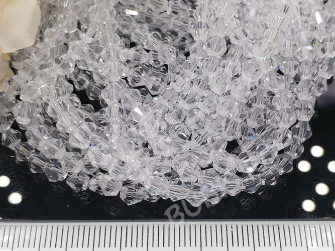 (СКИДКИ!!!) Бусина кристалл Биконус гранёный 4*4мм Хрусталь чистый прозрачный (имитация Сваровски) (20шт.)