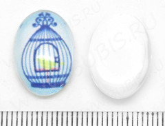 Кабошон стеклянный 12 Овал 18*13*5,8мм рисунок 36 (стекло)