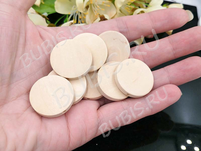 Бусина Круг 01 25*25*5мм натуральная неокрашенная (дерево)