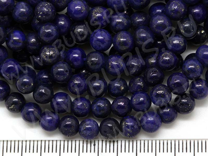 (ОПТ) Бусина округлая 6мм Лазурит с пиритом натуральный (камни) (НИТЬ)
