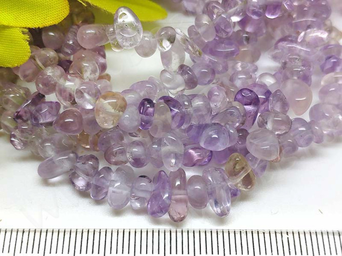 Крошка (галтовка) каменная 228 5-11мм Аметрин натуральный (камни) (нить 90см)