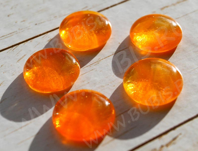 Кабошон Фьюзинг 461 Круглый 14-20мм Оранжевый яркий на прозрачном Тестура Пламя