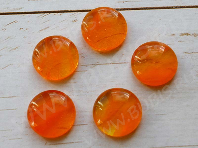 Кабошон Фьюзинг 461 Круглый 14-20мм Оранжевый яркий на прозрачном Тестура Пламя