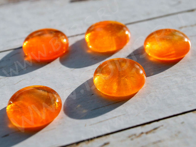 Кабошон Фьюзинг 461 Круглый 14-20мм Оранжевый яркий на прозрачном Тестура Пламя