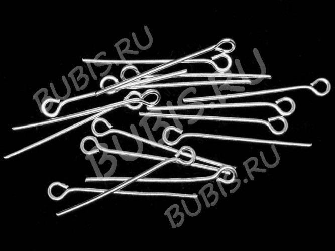 Штифт с петлёй 30*0,7мм пины с ушком серебристый (Iron)(100шт)