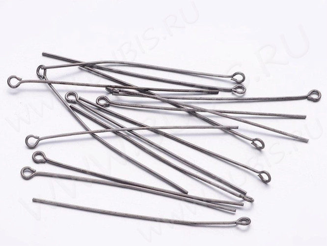Штифт с петлёй 50*0,7мм пины с ушком чёрный никель (Iron)(50шт)