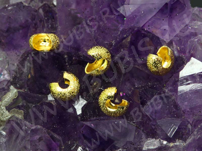 Обжимная бусина 08 разъёмная маскировочная покрывная сахарная 3,5*3,5*2,5мм золотистая (Brass) (10шт.)