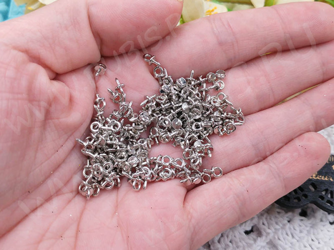 Держатель кулона 087 шапочка со штырьком 6,3*3,5*1,1мм цвет платины (литье) (20шт)