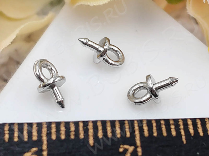 Держатель кулона 087 шапочка со штырьком 6,3*3,5*1,1мм цвет платины (литье) (20шт)