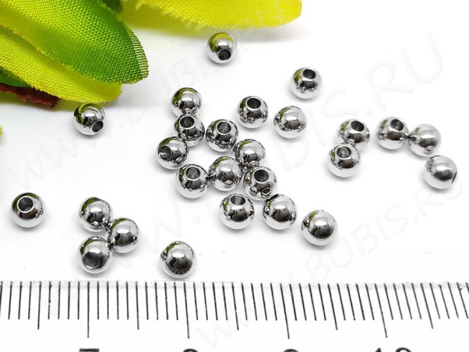 (СКИДКИ!!!) Концевик 113 шарик для мемори чокеров шнуров 3мм отверстие 1,5мм цвет платины (Хирургическая сталь) (10шт)