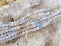 (ОПТ) Бусина округлая ГРАНЁНАЯ "каменный бисер" 3мм Берилл натуральный (камни LUX) (НИТЬ)