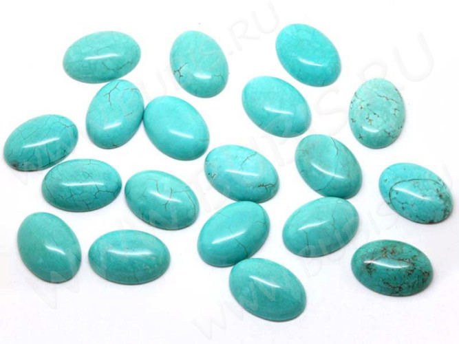 Кабошон каменный 113 Овал 14*10*5мм Говлит (Турквенит) синт. Бирюзовый (камни)