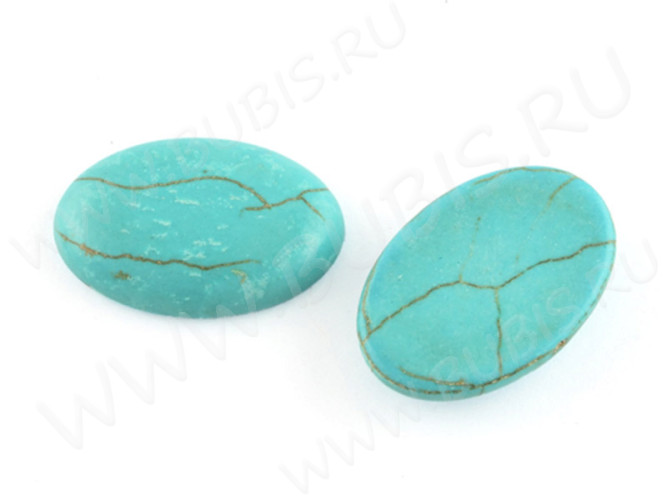 Кабошон каменный 113 Овал 14*10*5мм Говлит (Турквенит) синт. Бирюзовый (камни)