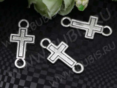 (СКИДКИ!!!) 233 Коннектор двусторонний Крестик вставка для браслетов 23*11*1,3мм античное серебро (литьё) (10шт.)