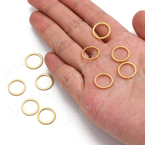 Декоративный элемент 112-G Круг рамка кольцо коннектор 12*12*0,8мм золотистый (Хирургическая ювелирная сталь)