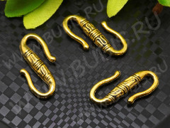 152 Тоггл-крючок S-образный 22,5*12*3,5мм античное золото (литьё)