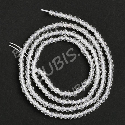 Бусины гранёные округлые 2*2мм бисер хрусталь прозрачный (стекло) (имитация Сваровски) (НИТЬ)