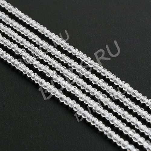 Бусины гранёные округлые 2*2мм бисер хрусталь прозрачный (стекло) (имитация Сваровски) (НИТЬ)