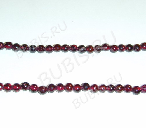 Бусина округлая ГЛАДКАЯ "каменный бисер" 2мм Гранат (камни) (НИТЬ)