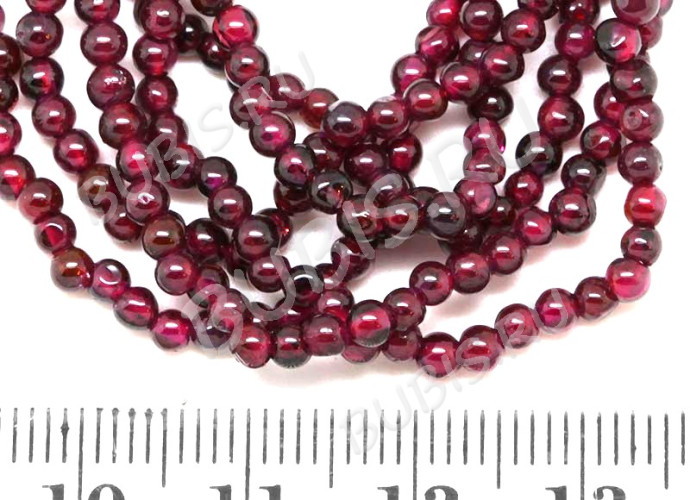 Бусина округлая ГЛАДКАЯ "каменный бисер" 2мм Гранат (камни) (НИТЬ)
